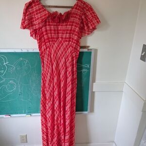 Doen Red Plaid Maxi Dress